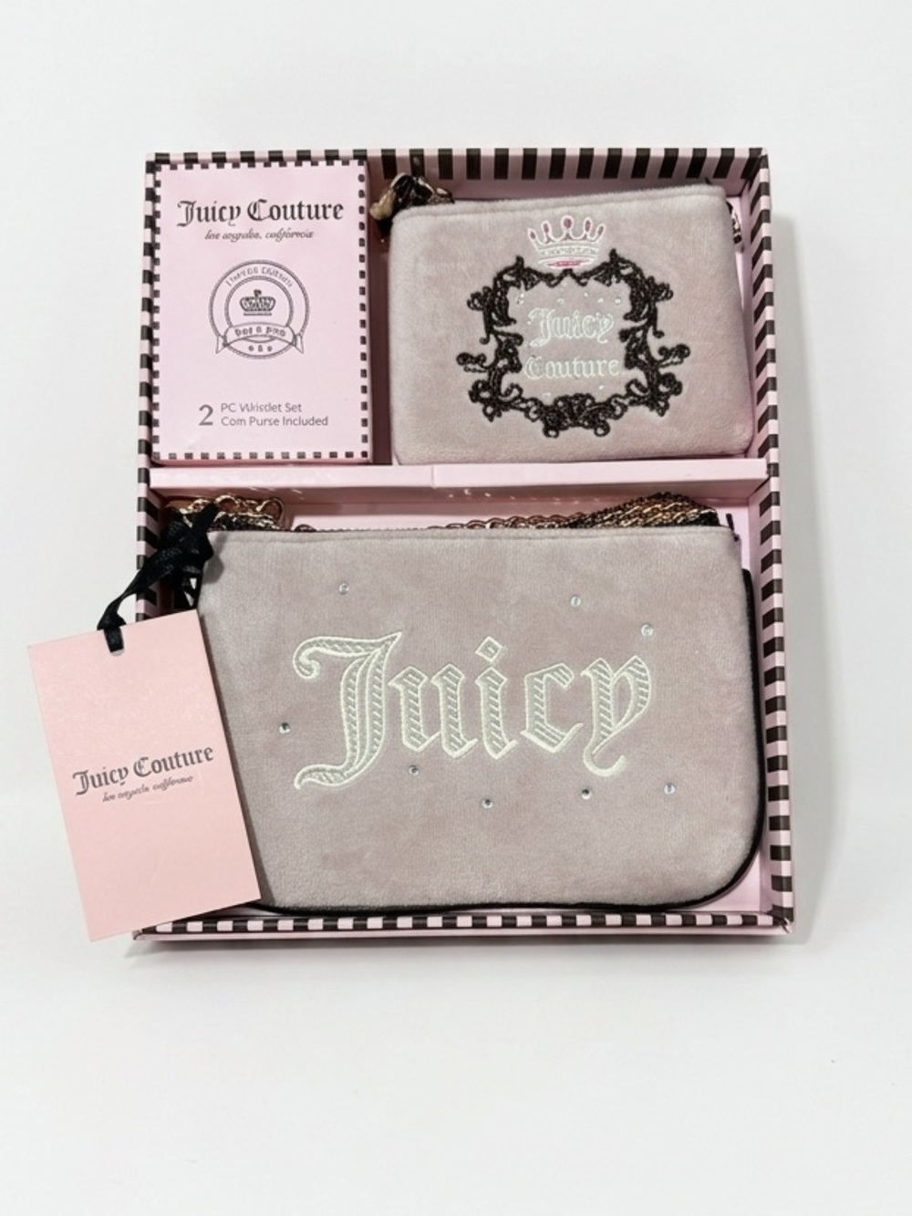 Juicy Couture Blush Pink Heritage Wristlet and Coin Purse Set